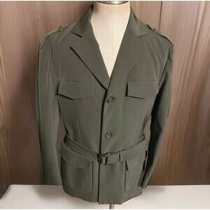 NEW PRADA BLACK POLYESTER 3/4 BELTED TRENCH COAT XL (44sUSA) ITALY